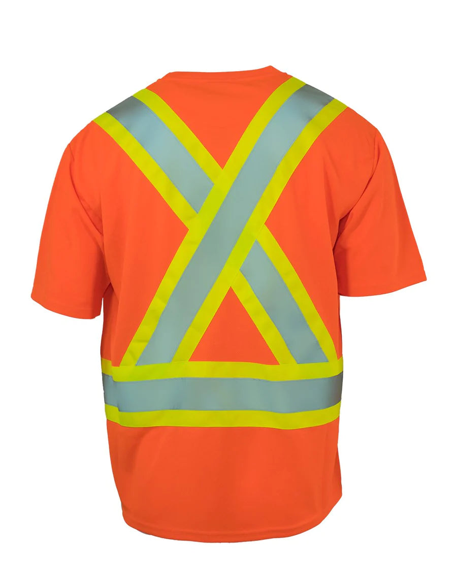 Hi Vis Crew Neck Short Sleeve Safety Tee with Chest Pocket