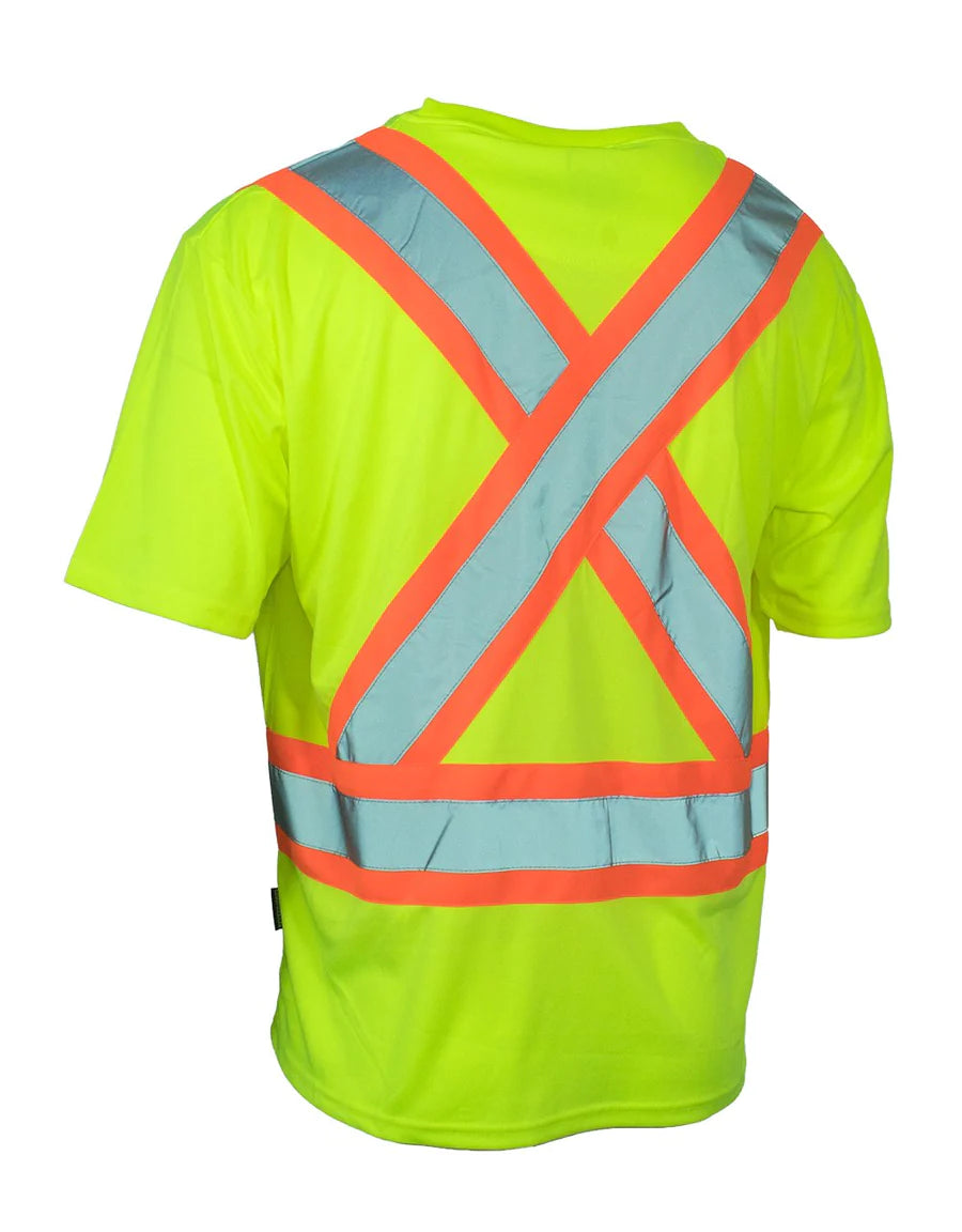 Hi Vis Crew Neck Short Sleeve Safety Tee with Chest Pocket
