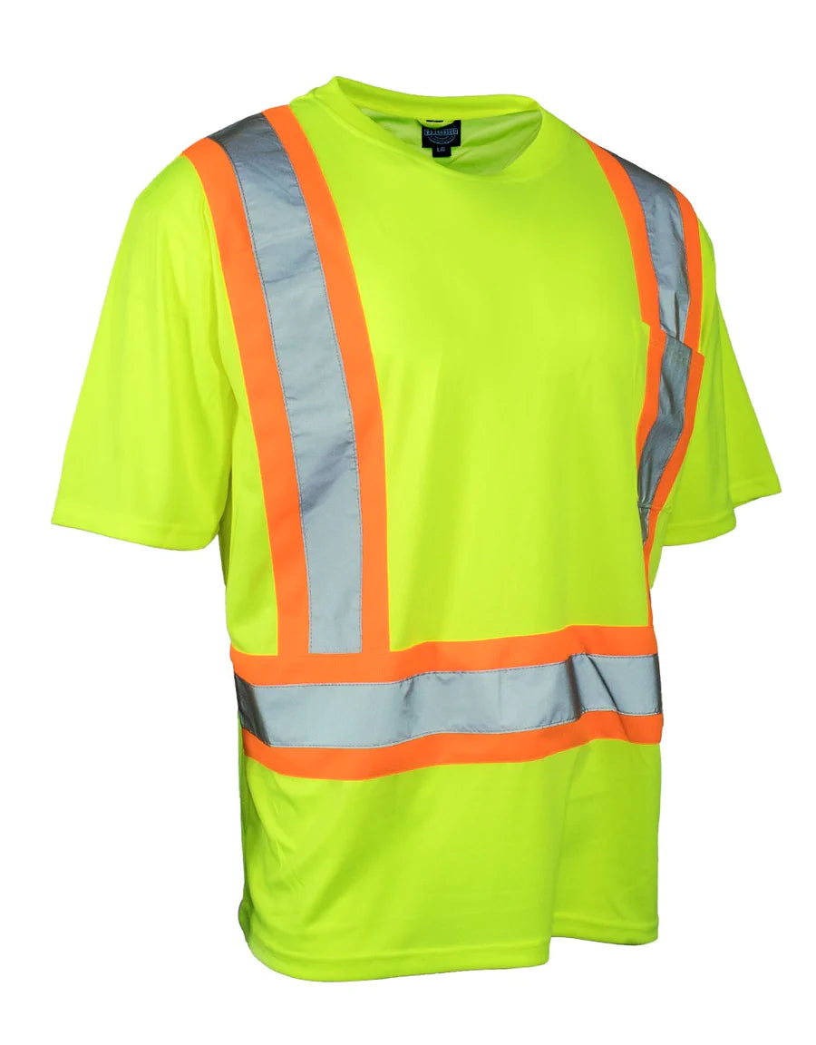 Hi Vis Crew Neck Short Sleeve Safety Tee with Chest Pocket
