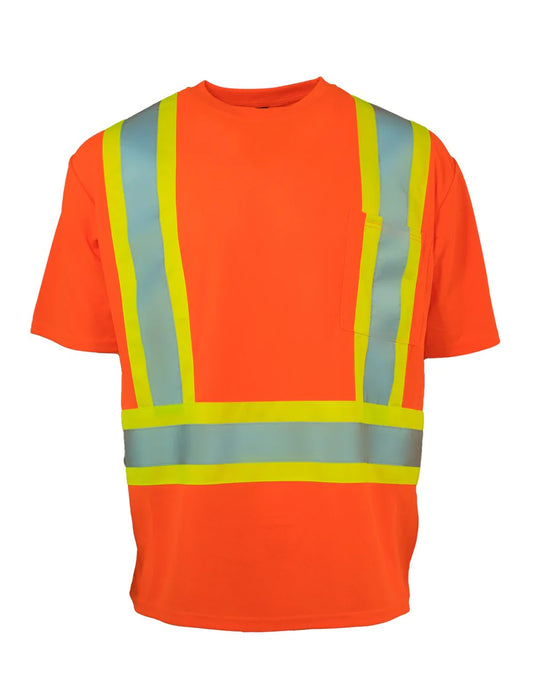 Hi Vis Crew Neck Short Sleeve Safety Tee with Chest Pocket